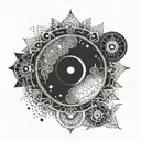 mandala with moon phases and yin yang symbol tattoo design idea