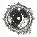 mandala with moon phases and yin yang symbol tattoo design idea