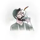 A man without face drinking coffee smoking a cigarette while reading a book tattoo design idea