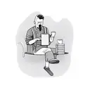 A man without face drinking coffee smoking a cigarette while reading a book tattoo design idea