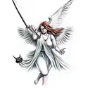 biblically accurate angel fighting a demon tattoo design idea