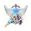 biblically accurate angel fighting a demon tattoo design idea