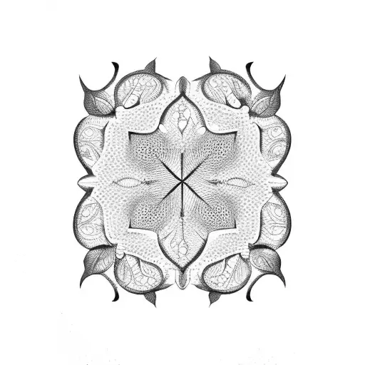 A circular design featuring intricate dotwork patterns inspired by the veins of a leaf tattoo design idea