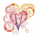 a heart with initials FE inside and tribal patterns tattoo design idea