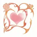 a heart with initials FE inside and tribal patterns tattoo design idea
