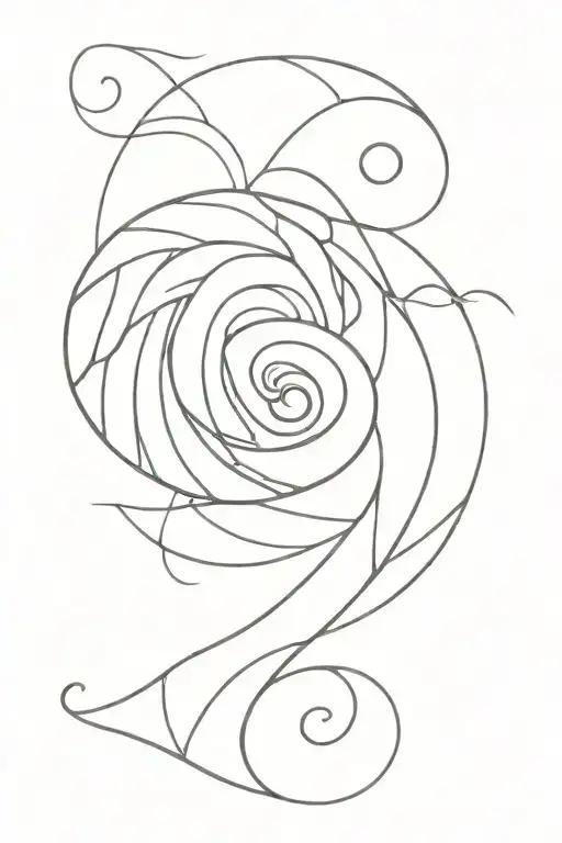 Fibonacci spiral and ocean wave tattoo design idea