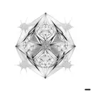 three rhombuses connected into a cube with fractal art extruding from it tattoo design idea