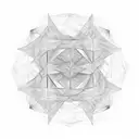 three rhombuses connected into a cube with fractal art extruding from it tattoo design idea