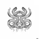 cobras ao redor de flores tattoo design idea