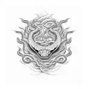 cobras ao redor de flores tattoo design idea