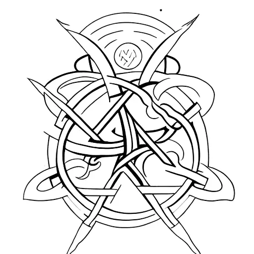 A minimalist tattoo of a meat-themed Deathly Hallows symbol tattoo design idea