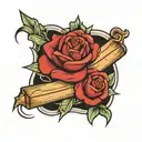 communism integrated Text bread and roses  tattoo design idea