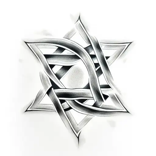 rugged cross, Star of David, clouds tattoo design idea