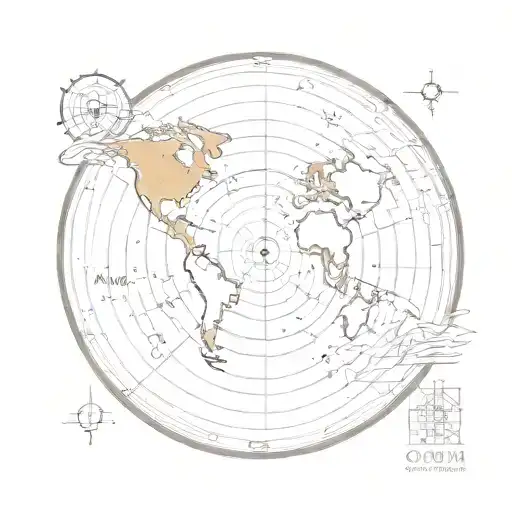 the earth location map on tof the voyager golden record with the planet earth on the background  tattoo design idea