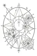 cresent moon cactus shaped compass rose tattoo design idea