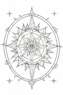 cresent moon cactus shaped compass rose tattoo design idea