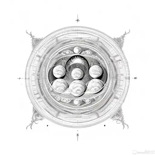 Intricate moon phases forming a spine down the back, incorporating elements of programming symbols tattoo design idea
