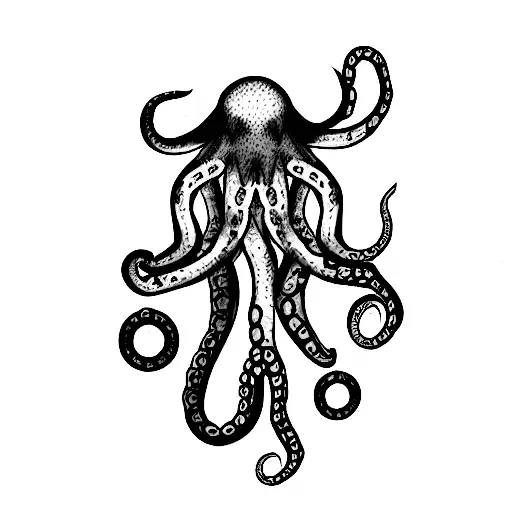 forest and sea octopus and wolf tattoo design idea