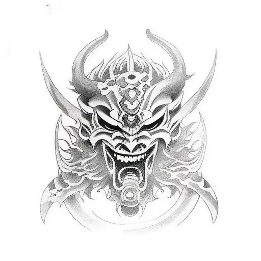 demon slayer mask tattoo design idea