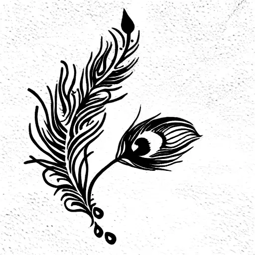 symbolic with krushna's flute and Peacock feather tattoo design idea