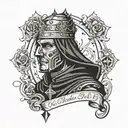 king Baldwin IV with the metal mask and crosses in background tattoo design idea