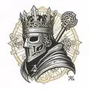 king Baldwin IV with the metal mask and crosses in background tattoo design idea