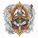 king Baldwin IV with cross red and black ink tattoo design idea