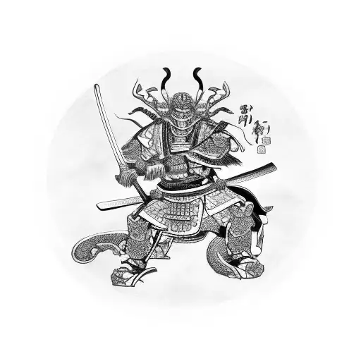 samurai with dragons tattoo design idea