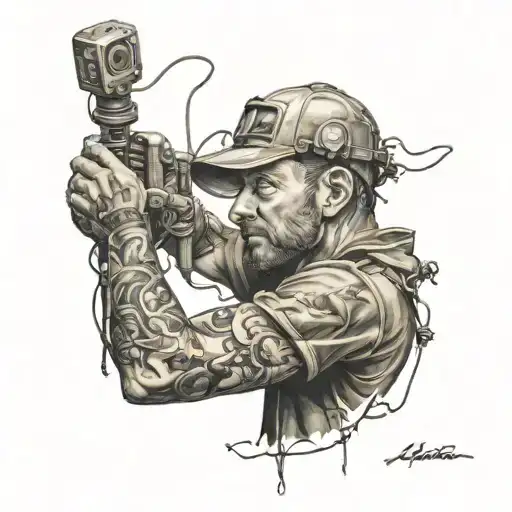 electrician working tattoo design idea