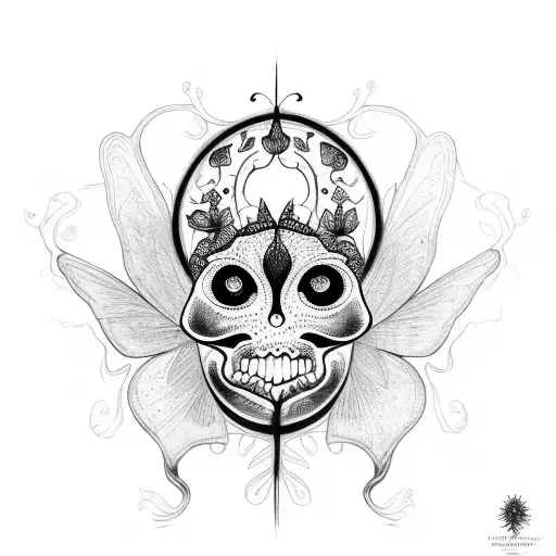 Tree of Life with butterfly in flames tattoo design idea