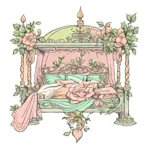 pastel canopy bed  tattoo design idea