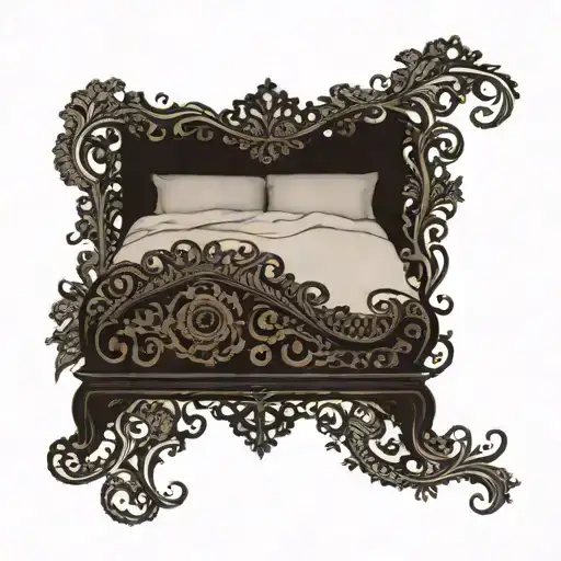 bed made out of black lace tattoo design idea