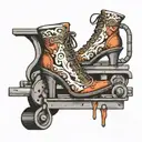 high heel stuck in train track  tattoo design idea