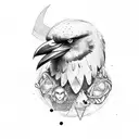 Crow + viking + trashpolka tattoo design idea