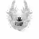 Crow + viking + trashpolka tattoo design idea