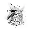 Crow + viking + trashpolka tattoo design idea