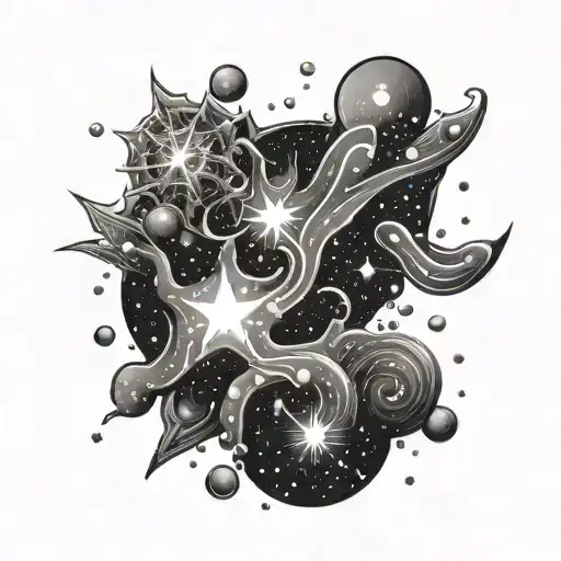 galaxy cluster with stars forming tattoo design idea