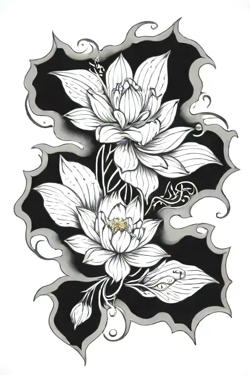 lotus flower blooming tattoo design idea