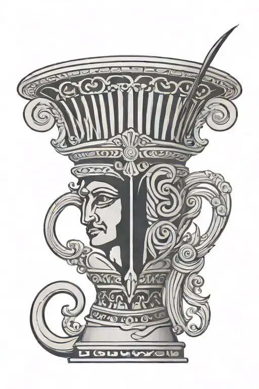 greek vase with alien head design tattoo design idea