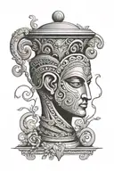 greek vase with alien head design tattoo design idea