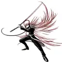 Ichigo from Bleach anime using his bankai and posing on battle stance tattoo design idea