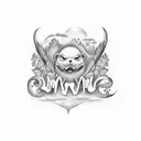 M & N in cursive text tattoo design idea