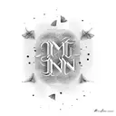 M & N in plain cursive text tattoo design idea