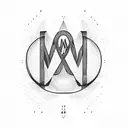 M & N in plain cursive text tattoo design idea