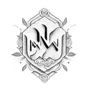 M & N in cursive text tattoo design idea