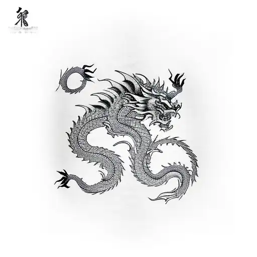 dragon, lion, crane piece tattoo design idea