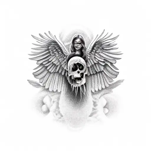 Cabeza de cuervo en cuerpo humano con alas  tattoo design idea