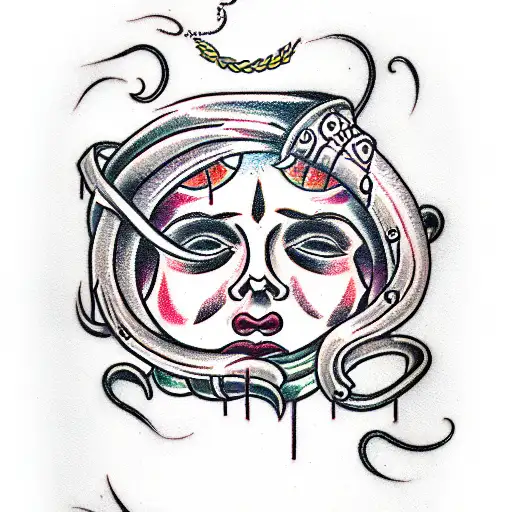 attractive Medusa crying blood tears tattoo design idea