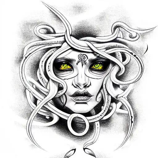 Medusa crying blood tears tattoo design idea