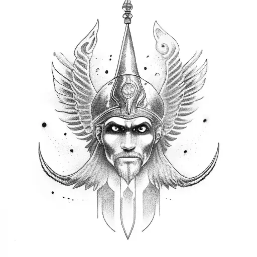 ankh sybol in the centra with 2 wings  tattoo design idea